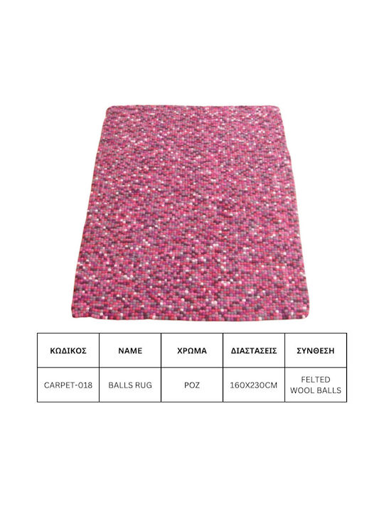 Jgs S.a Covor Din Lână Pentru Living Roz Deschis Balls Rug Carpet-018 160x230cm