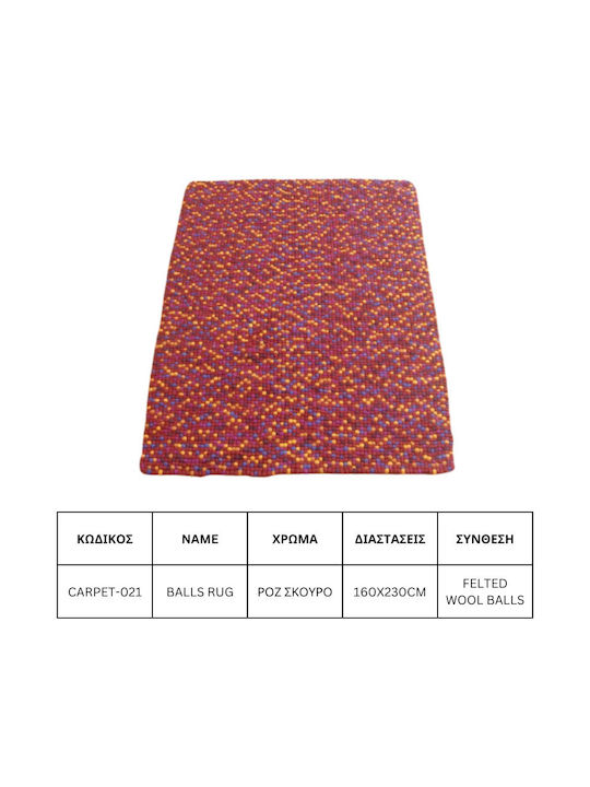 Jgs S.a Covor Din Lână Pentru Living Roz Închis Balls Rug Carpet-021 160x230cm
