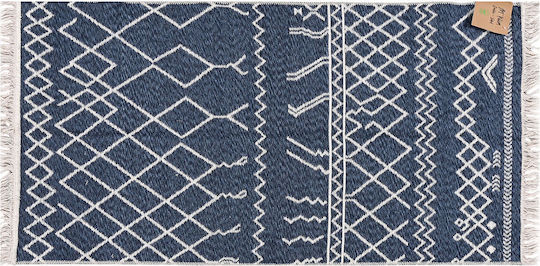 Covoraș Art Kilim 2 Fețe Albastru Alb 80x150cm
