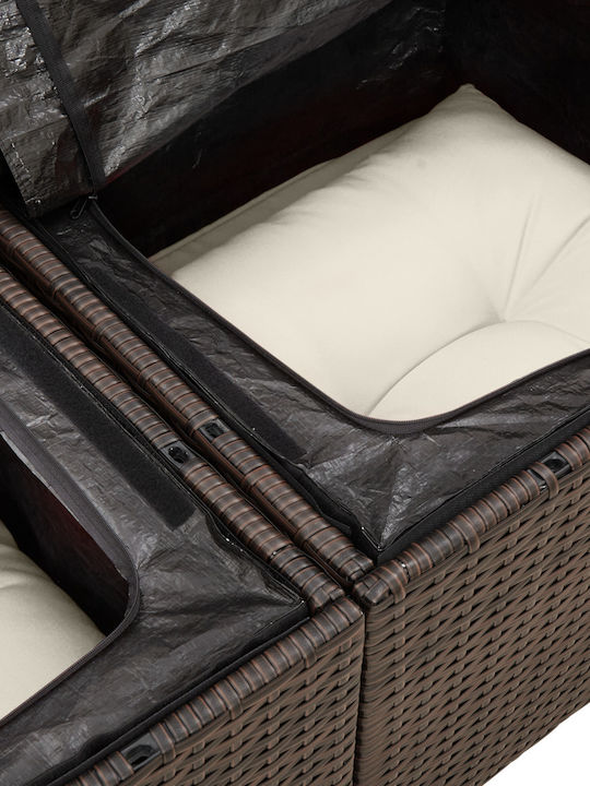 Zweisitziges Sofa Außenbereich Rattan mit Kissen 55x55x37cm