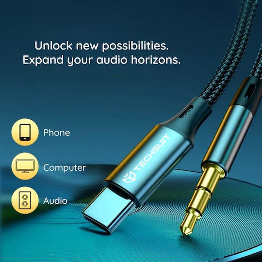 Techsuit Regular USB 2.0 Cablu USB-C bărbătesc - 3,5 mm male Gri 0.5m