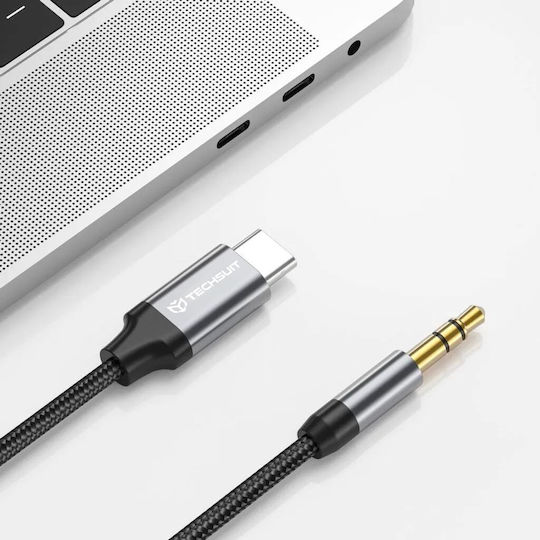 Techsuit Regular USB 2.0 Cablu USB-C bărbătesc - 3,5 mm male Gri 0.5m