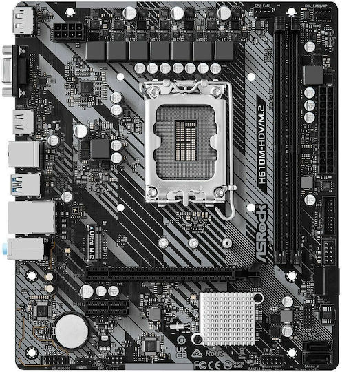 ASRock H610M-HDV/M.2 R2.0 Motherboard Micro ATX με Intel 1700 Socket 90-MXBJH0-A0UAYZ