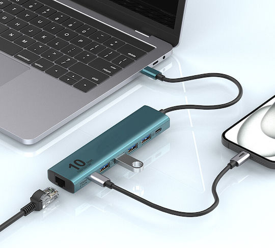 Onten Hub USB 3.2 cu 6 Porturi și Conectare USB-C Verde