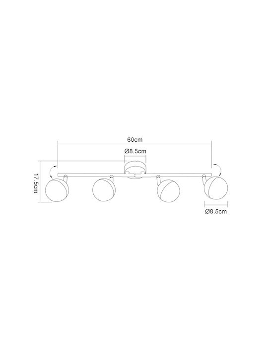 Agora Lighting Πλαφονιέρα Οροφής 60εκ. Ασημί με Ενσωματωμένο LED