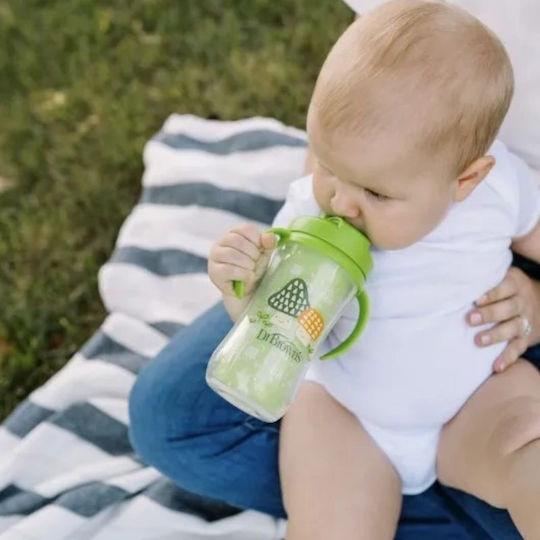 Dr. Brown's Baby Cup with Handles and Straw made of Plastic Green 300ml