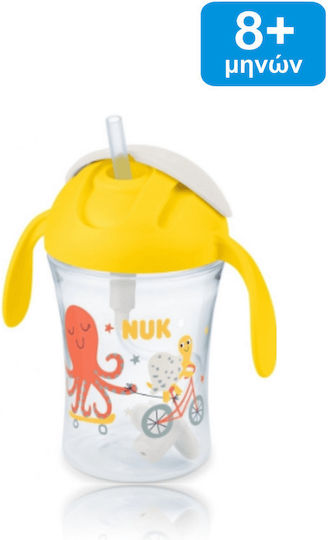 Nuk Baby Cup with Handles and Straw Motion Cup made of Plastic Yellow 230ml for 8m+m+ 10.255.639