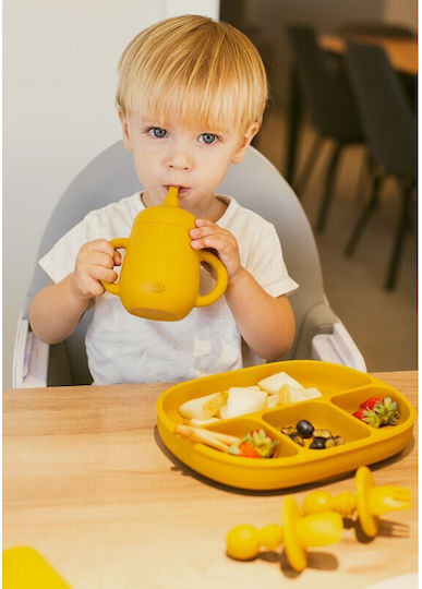 Interbaby Baby Cup with Handles and Straw made of Silicone Yellow 175ml for 6m+m+ SI007-75