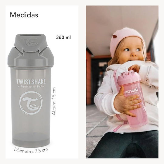 Twistshake Baby Cup Straw Cup made of Plastic Gray 360ml for 6m+m+
