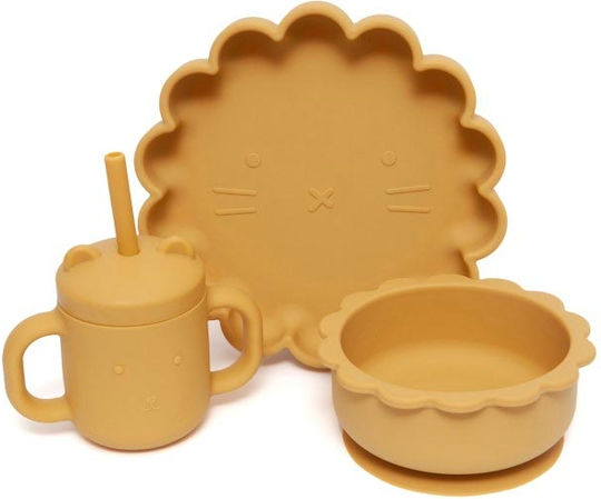 Petit Monkey Baby Cup with Handles and Straw made of Silicone Yellow 175ml