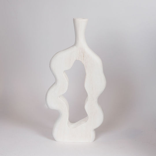 Vază Decorativă Lemn Alb 21x6x45cm 1buc