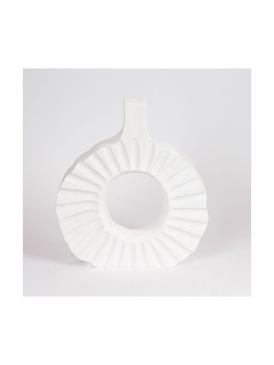Vază Decorativă Lemn Alb 27x6x30cm 1buc