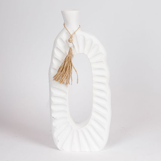 Vază Decorativă Lemn Alb 17x6x39cm 1buc