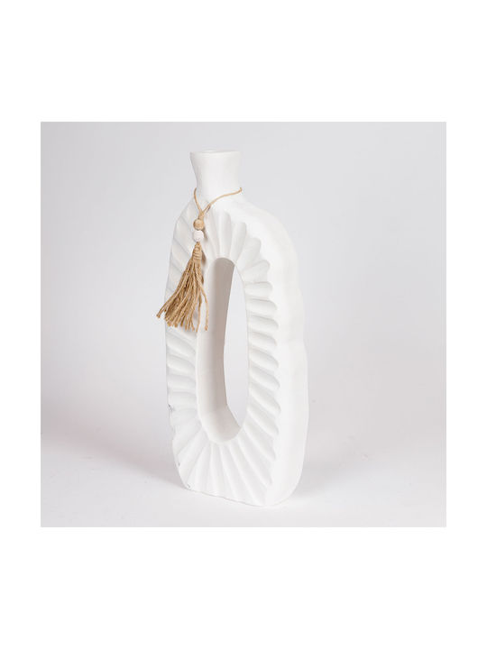 Vază Decorativă Lemn Alb 17x6x39cm 1buc