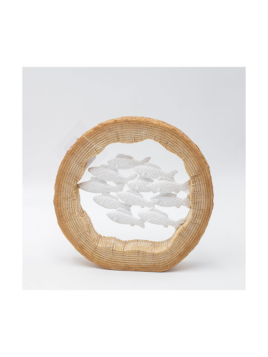 Decorative Sculpture Fish School Polyresin Natural White 19.5x3.5x19.5cm