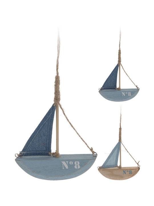 Dekoratives Hölzernes Schiffchen Blau 26cm