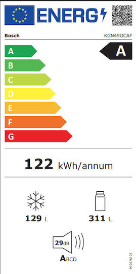 Bosch Ψυγειοκαταψύκτης 440lt Total NoFrost Υ203xΠ70xΒ66.7εκ. Γκρι KGN49OCAF