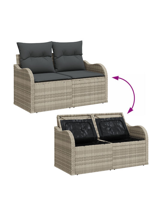 Zweisitziges Sofa Außenbereich Rattan mit Kissen 55x55x37cm