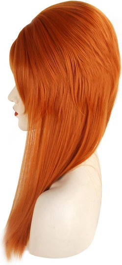 Women's Vintage Retro Style Straight Red Wig Bangs Circumference 50 Cm