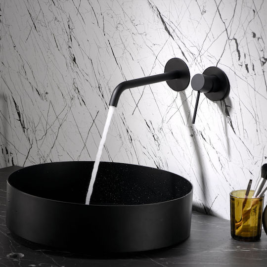 Excel Romina Σετ Εντοιχισμου Νιπτηρος Μικτης 2 Εξοδων Matte Black