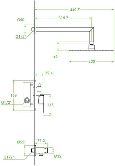 Built-In Bathroom Faucet Laveo Calla Bac 001p