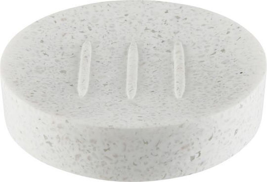 Samos Badezimmerboxen und -körbe Seifenschale Weiß Polyresin Synthetisches Harz D 11,2 cm Höhe 2,5 cm