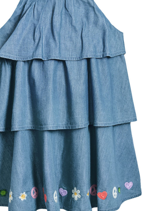 Happy Rochie Fete Fără Mâneci Denim Set Cu Accesorii Jeans