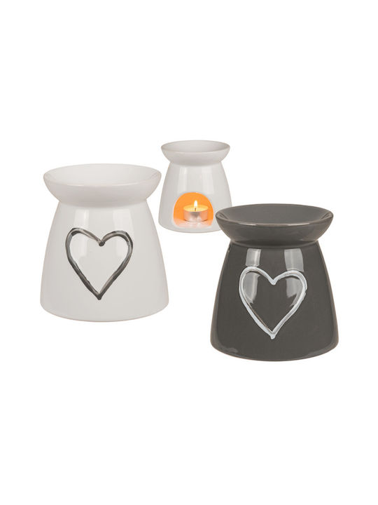 Керамичен Изпарител За Етерични Масла С Дизайн Сърце Oil Burner Сив