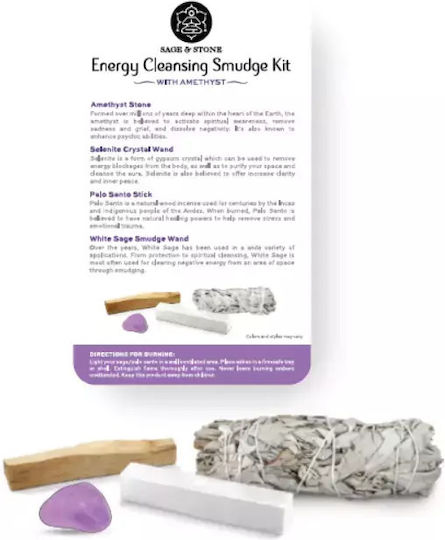 Energy Cleansing Smudge Kit Palo Santo Sage Amethyst & Selenite