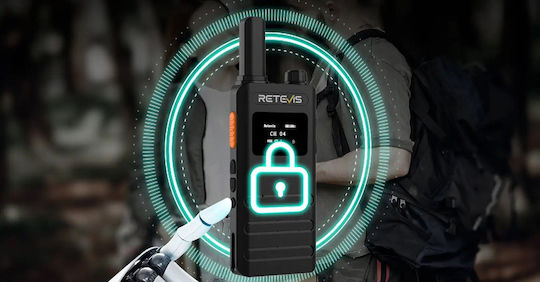 Retevis B63s + 2x G-hook Earpiece C9239a Walkie Talkie 0.5W με Μονόχρωμη Οθόνη Σε Διάφανο Χρώμα