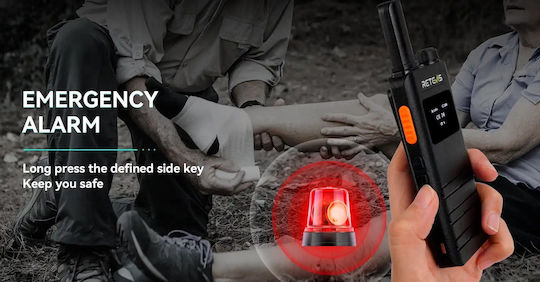 Retevis B63s + 2x G-hook Earpiece C9239a Walkie Talkie 0.5W με Μονόχρωμη Οθόνη Σε Διάφανο Χρώμα