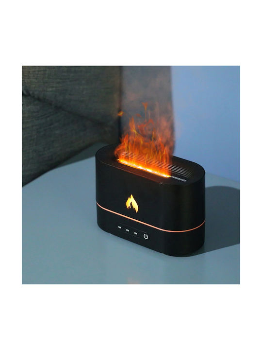 Συσκευή Αρωματοθεραπείας Φωτιά Flame Aroma Diffuser Humidifier Μαύρο