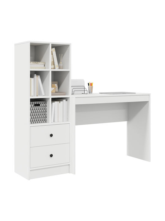 Birou pentru copii cu Bibliotecă Alb 100x40x76cm