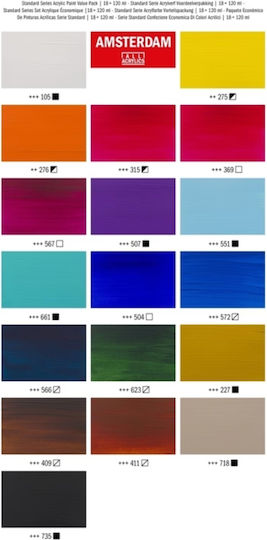 Talens Acrylic Colours Amsterdam Base 18 Colours 120ml