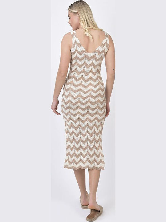Ble Resort Collection Damen Maxi Kleid Strand Beige-Ecru