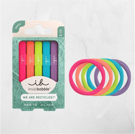 Invisibobble Ecotie Hair Tie Neon Glow Hair Scrunchies Neon Shades 5 Pieces