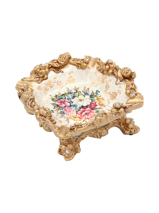 Dekorativer Aschenbecher Polyresin 18x18x8 Mit Blumen Keskor 66003