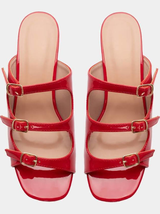 Mules with Heel in Red Color