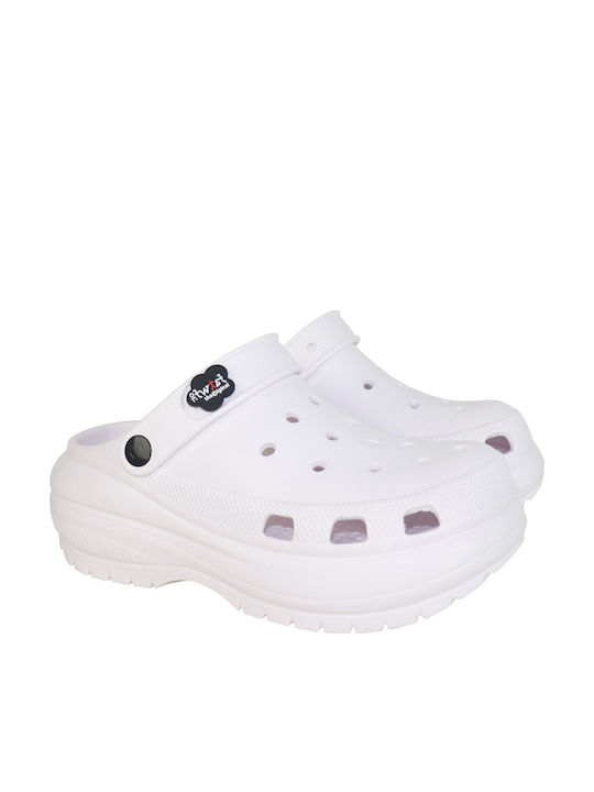 koniaris Women's Leather Anatomic Clogs White