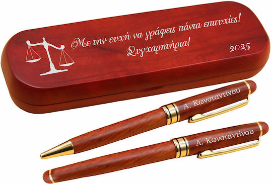 Set Personalizat Din Lemn Stilou & Pană Cu Toc