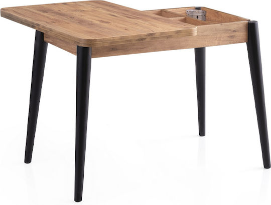 Dolunay Extendable Wooden Kitchen Table with Polypropylene Frame Atlantic Pine - Black 100(+20)x60x79.5cm