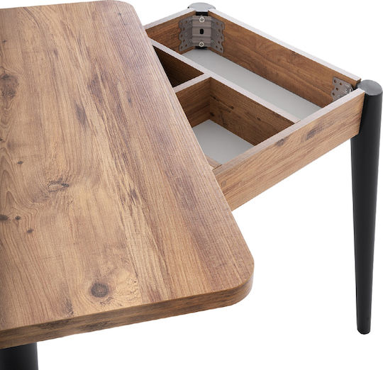 Dolunay Extendable Wooden Kitchen Table with Polypropylene Frame Atlantic Pine - Black 100(+20)x60x79.5cm