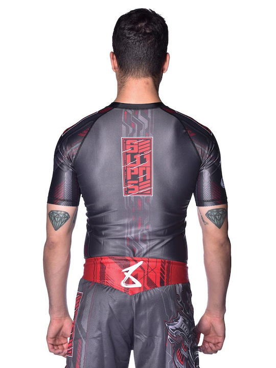 8 Weapons Herren Kurzärmlig T-Shirt 8300022-1-BKRE für Jiu-Jitsu Schwarz