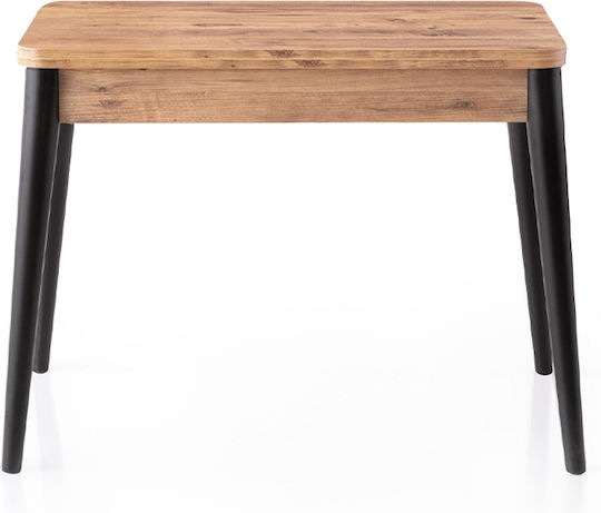 Dolunay Extendable Wooden Kitchen Table with Polypropylene Frame Atlantic Pine - Black 100(+20)x60x79.5cm