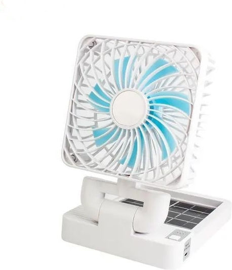 Car Fan Solar Panel Portable Rechargeable Foldable Very Powerful Made Abs 3 Power Levels White