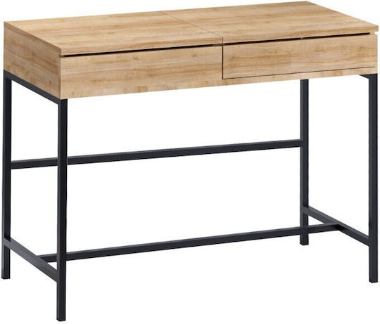 Linda Wooden Makeup Dressing Table Natural Beech with Mirror 100x45x74cm