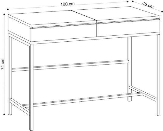 Linda Wooden Makeup Dressing Table Natural Beech with Mirror 100x45x74cm