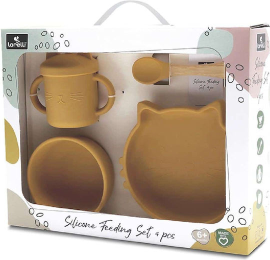 Lorelli Feeding Set made of Silicone with Non-Slip Base Yellow 4pcs