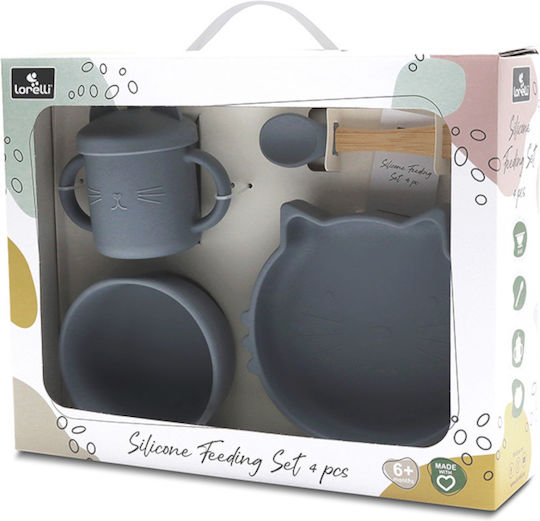 Lorelli Feeding Set made of Silicone with Non-Slip Base Gray 4pcs