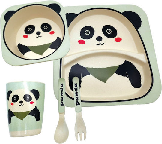 Bamboo Σετ Φαγητού Σιέλ Panda, από Bamboo Μπλε 5τμχ